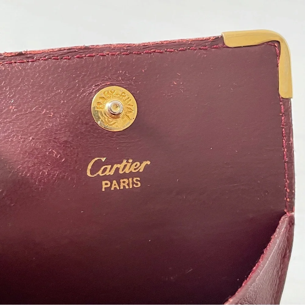 Cartier vintage burgundy leather coin snap pouch